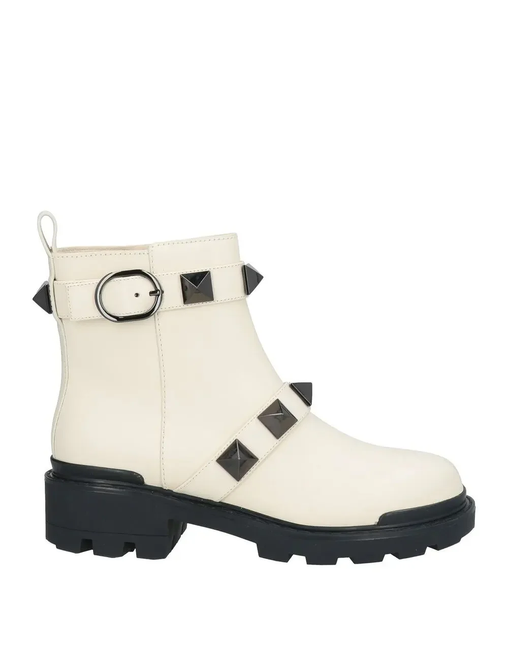Valentino Garavani Roman Stud Ankle Boots in Calfskin Ivory Black 38.5