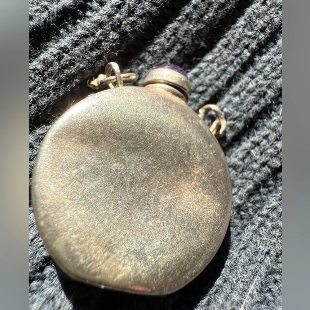 Vintage Mexican SS Pendant with amethyst Stone