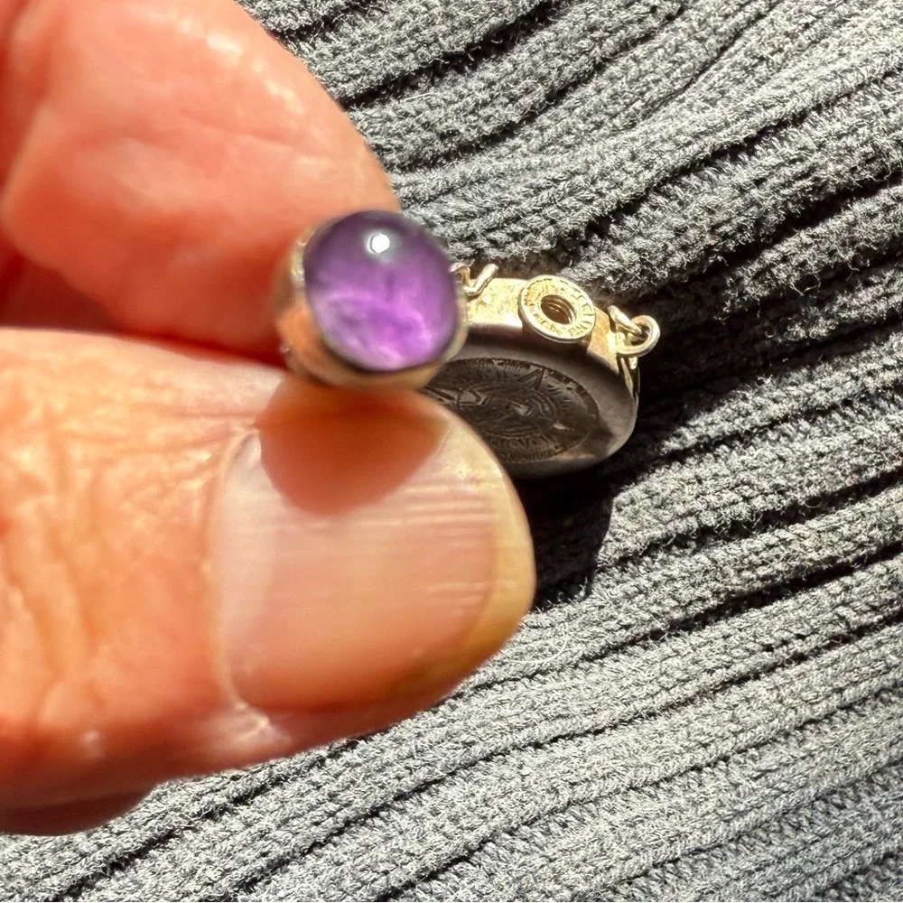 Vintage Mexican SS Pendant with amethyst Stone