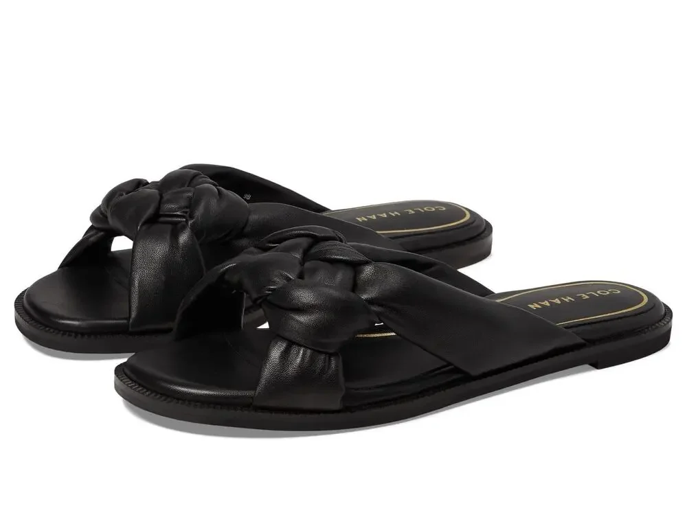 COLE HAAN ANICA LUX SLIP-ON SANDAL BLACK LEATHER 8.5 B (M)