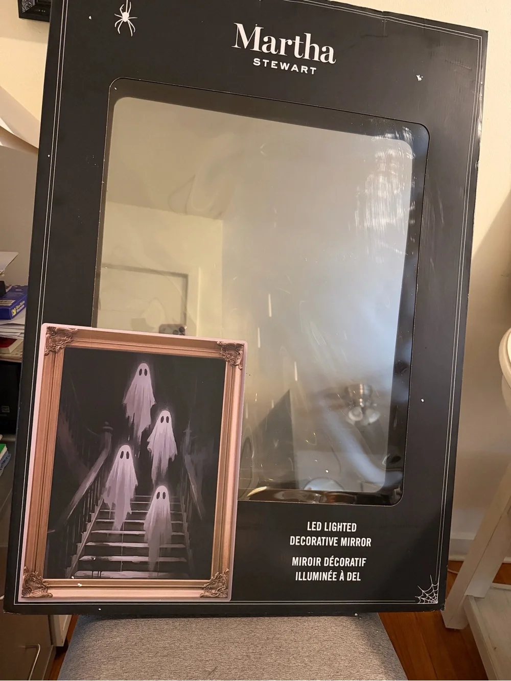 Martha Stewart Black LED Lighted Decorative Wall Mirror-Quad Ghosts