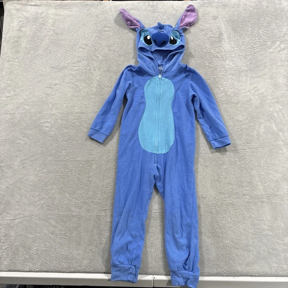 Disney Stitch Unisex Kids 6 Pajama Bodysuit Lounge Costume Flame Resistant Blue