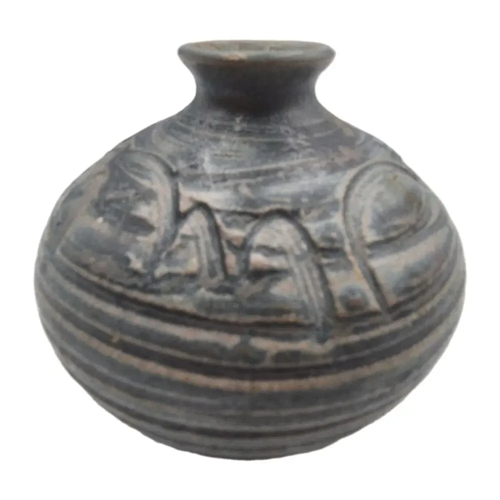 Vintage Studio Art Pottery Blue Mini Vase Signed D Dunn 3