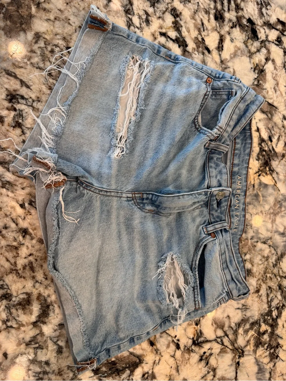 American Eagle Outfitters Light Wash Distressed Denim Shorts