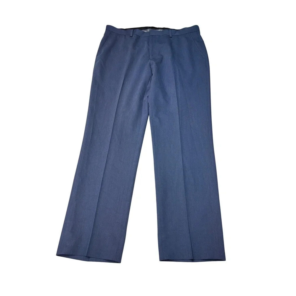 Saks Fifth Avenue Mens Blue‎ Dress Pants Stretch Straight Leg 34x30 SOFMF8P006