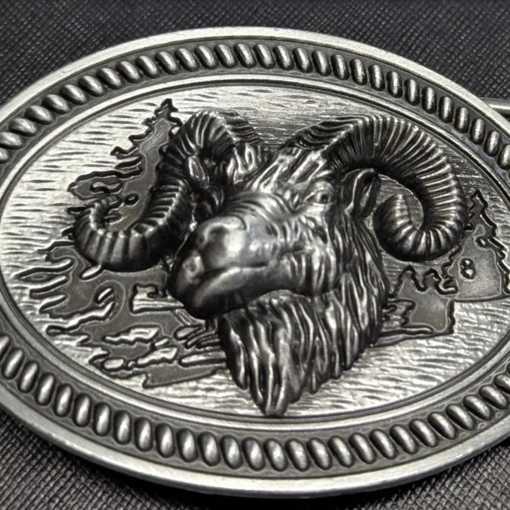 New Bighorn Ram Head Belt Buckle‎ Silver Tone Oval Western Wildlife Cowboy Rodeo