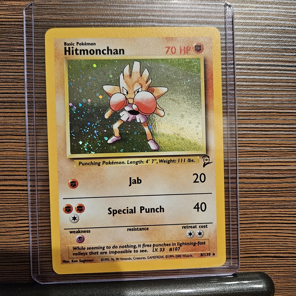 Pokemon Hitmonchan 8/130 Holographic Base Set 2 Trading Card