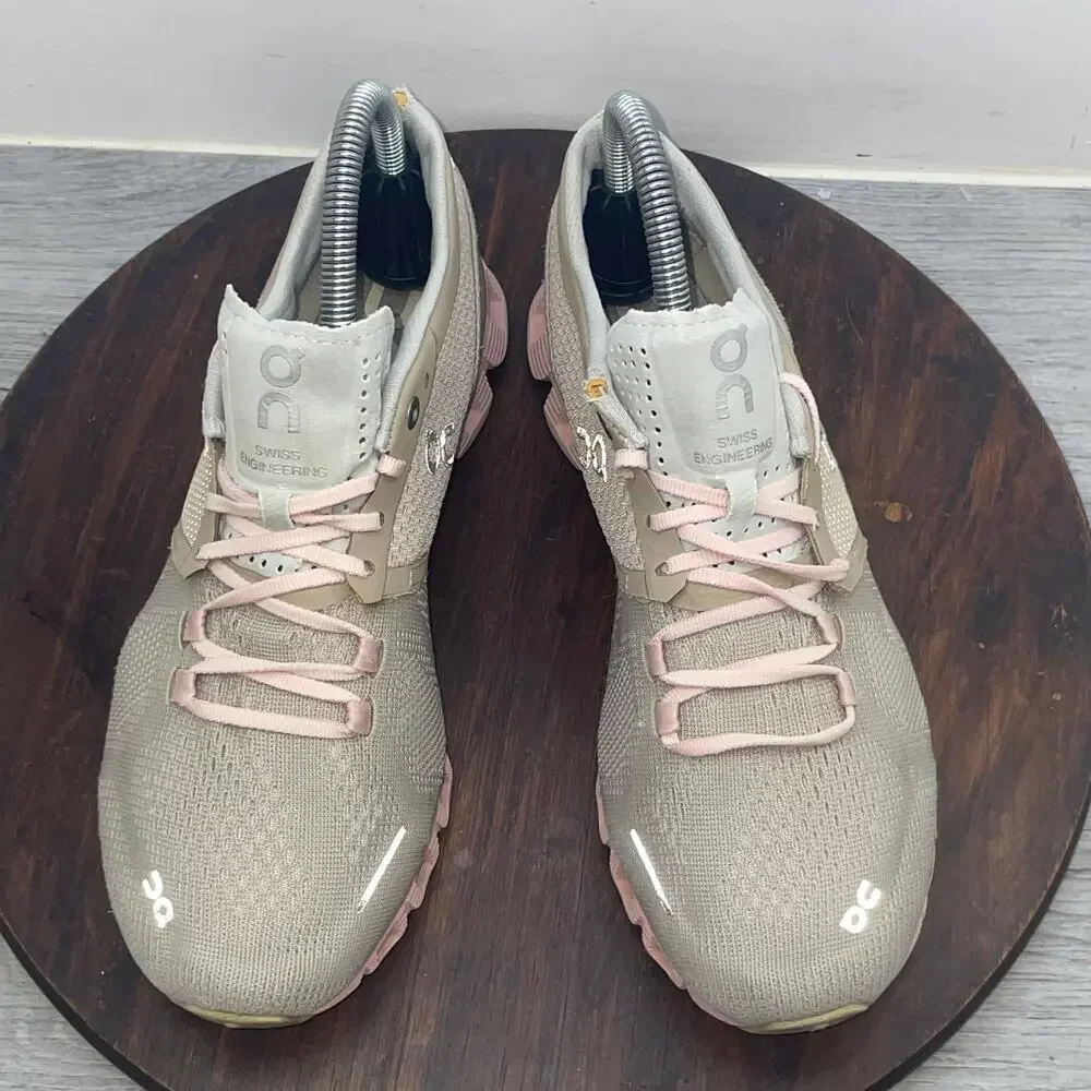 On Cloud X Shoes Women's Size 7.5 US Sand/Rose Pink Athletic Running Sneakers