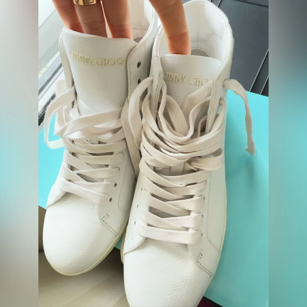 Jimmy Choo Women's Sneakers - Size 38 (Fits 7/8) - White Leather