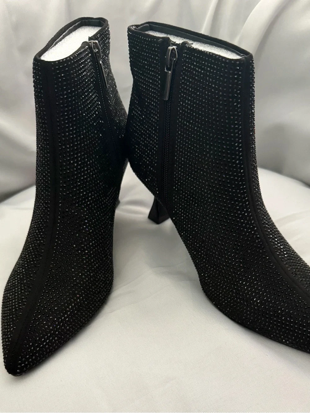Black Rhinestone embellishment   Women’s Ankle Boots 2 inch heel