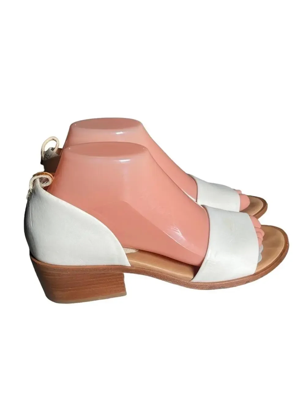 Steven Alan White Leather Wander D’Orsay Sandals Block Heel Size 8