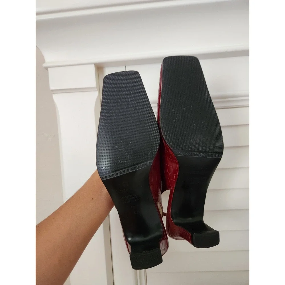 Etienne Aigner‎ Womens Leather High Heels Shoes Red Mahogany Made In Spain Sz 6M