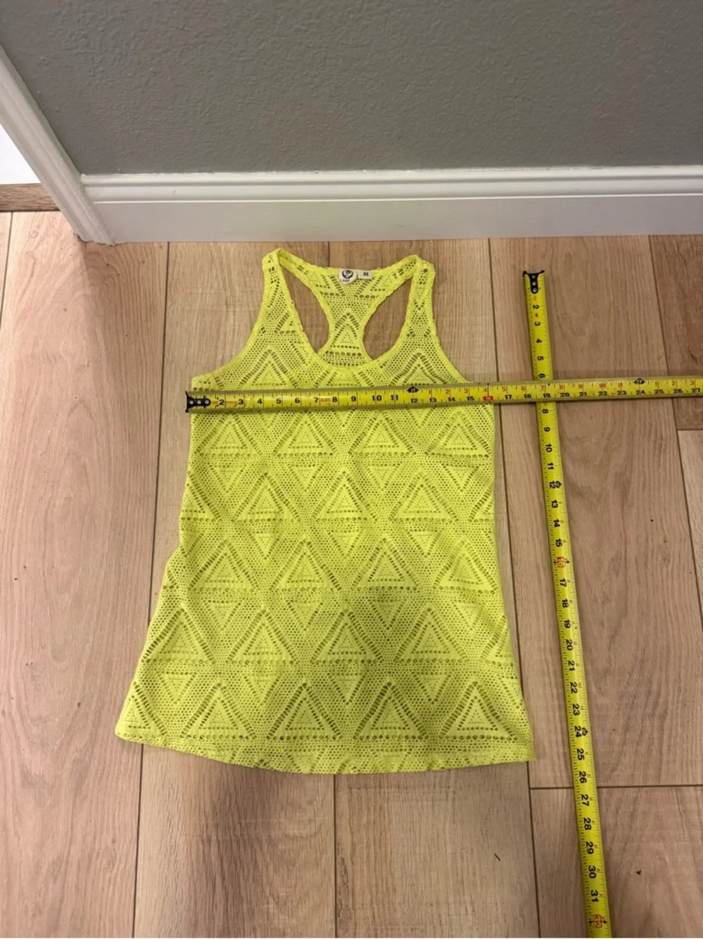 👙🌴🌺 Bright Yellow Crochet Swim Cover Up Lagaci Medium Cutout Beach Tank Boho