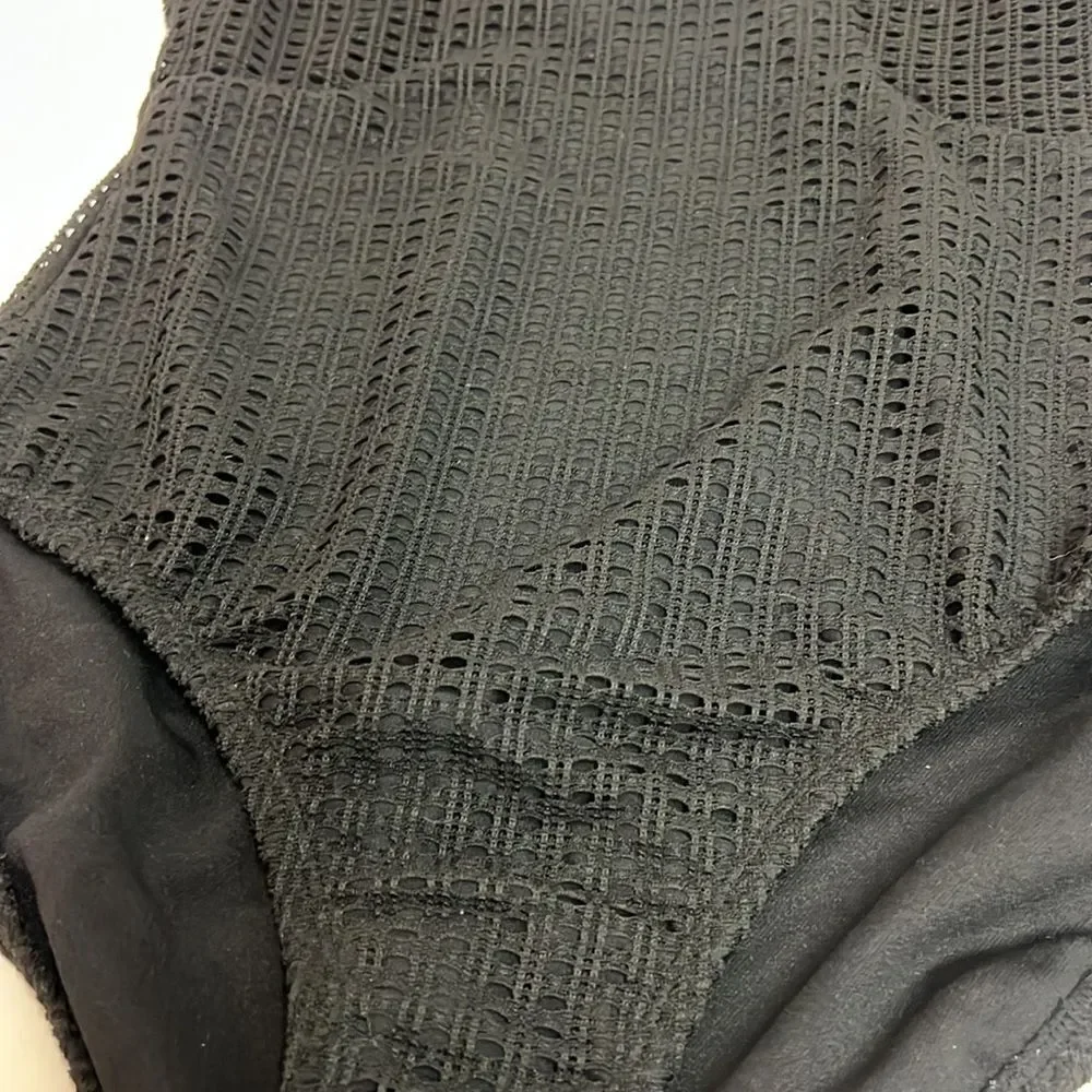 Merona Black Baker Weave Lace‎ One Piece Swimsuit D22