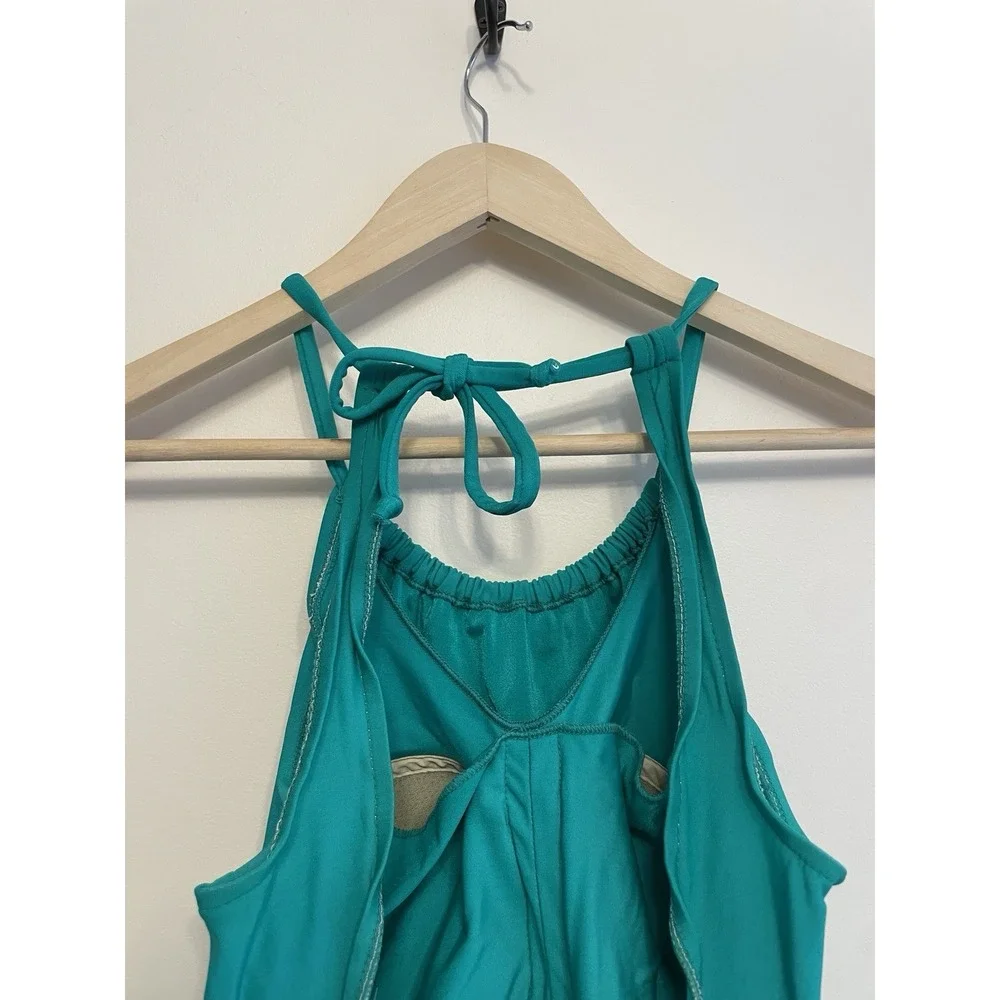 Vtg Perfection Fit By Roxanne Swimsuit Size 10/32 C Cup Green Halter Backless