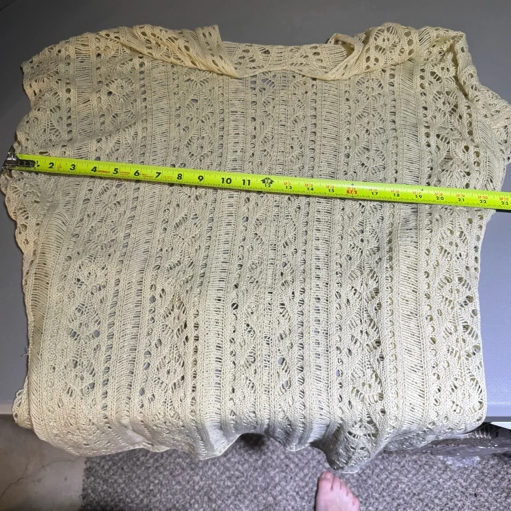 Boho Cream Open Knit Crochet Swim‎ Cover-Up Sheer Coastal Cowgirl Vacation
