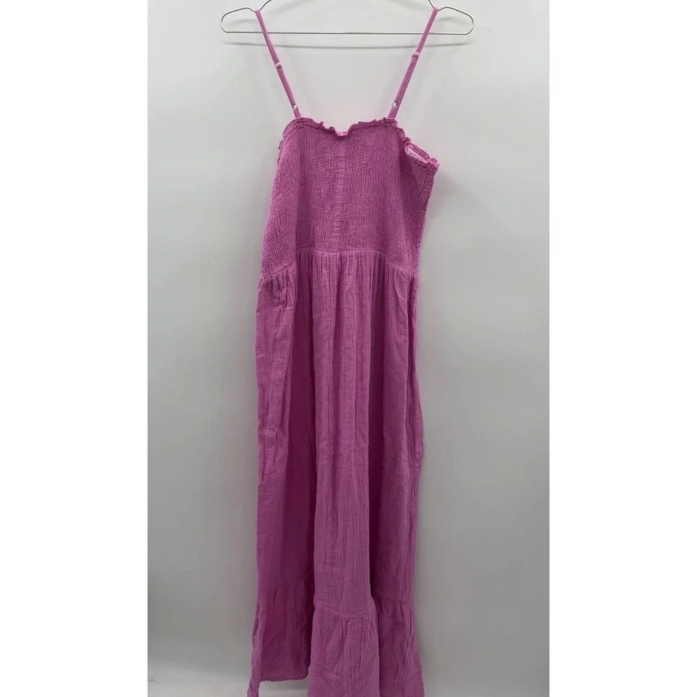 Raviya Womens XL Smocked Cotton Maxi Dress Swimsuit Cover Up in‎ Cove Pink 184