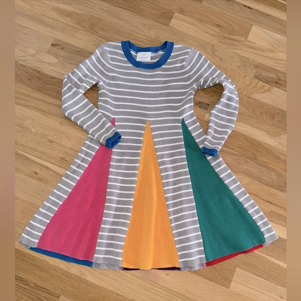 Hanna Andersson Rainbow Sweater Cotton Dress Sz 110