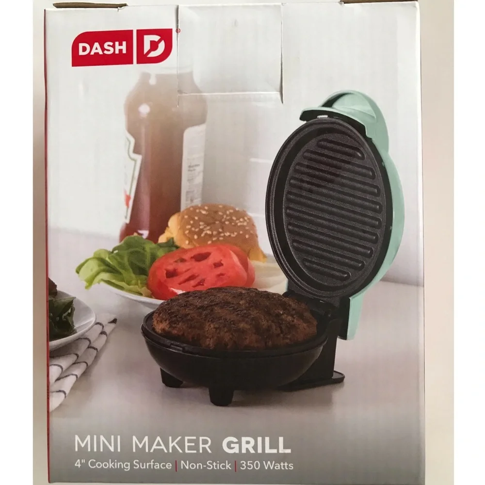 DASH Mini 4” Maker Grill Aqua 350 Watts