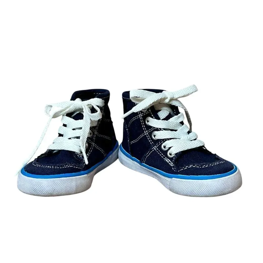 The Children's Place Mid Rockstar Blue High Top Sneaker Toddler 6 Rockabilly‎