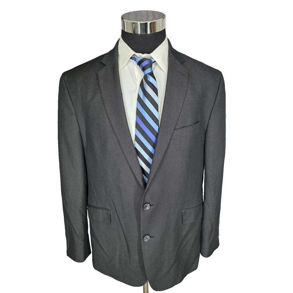 Kenneth Cole Reaction Blazer‎ Jacket Mens 48R Black Sports Coat 2 B Rayon Blend
