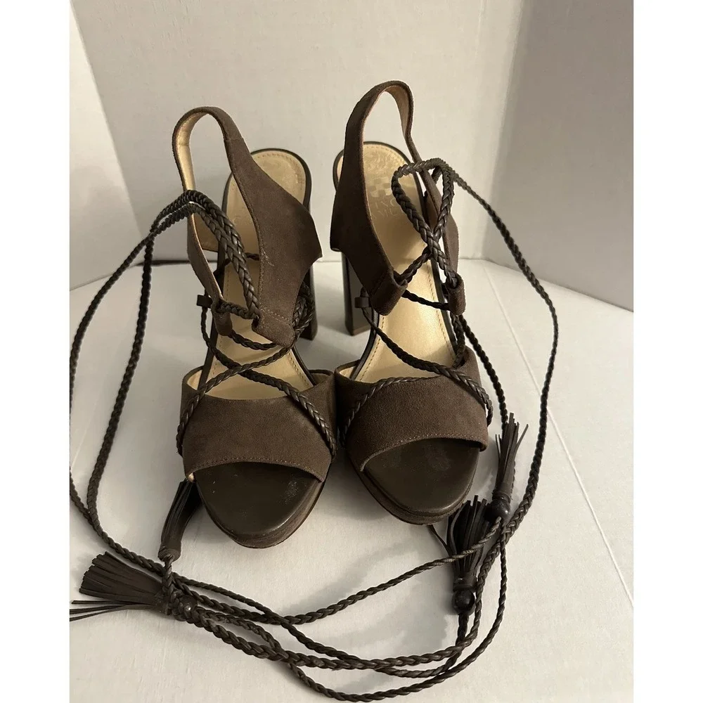 Vince Camuto Shoes Womens Size 6.5M VC-Kaelena Platform Heels Suede‎ Lace Up