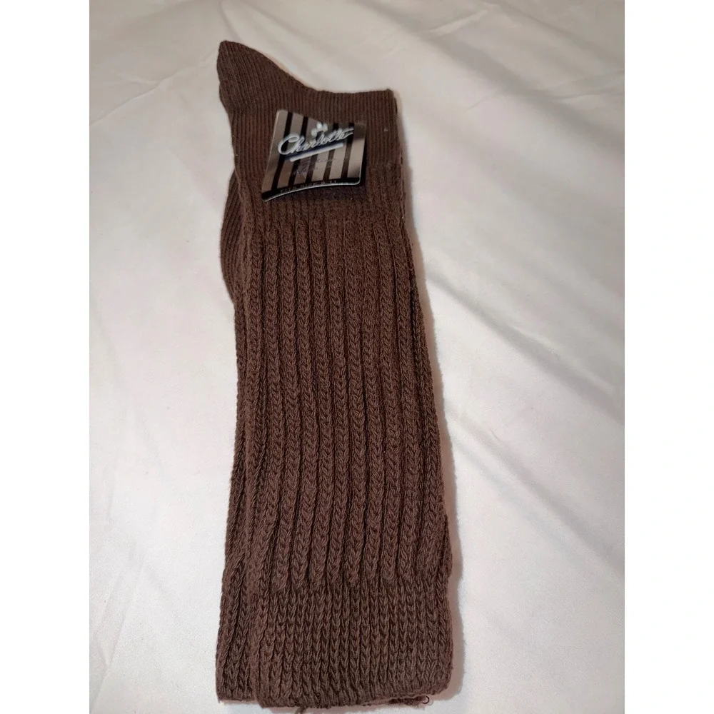 Vintage Charlotte Fashion Hose Slouch Socks 9-11 Brown 100% Cotton NOS NWT
