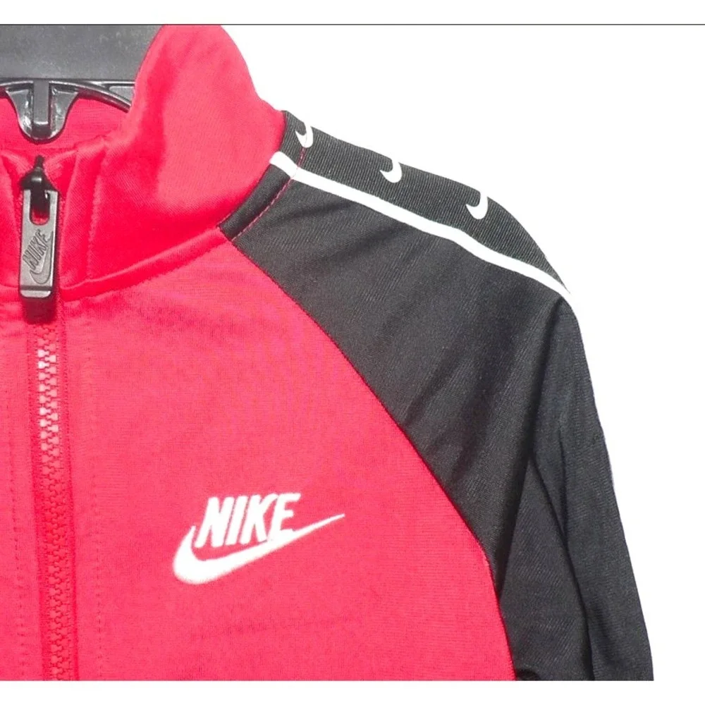 Nike Boys Swoosh Tricot Full Zip‎ Track Jacket in Red/Black/White 4-5Years
