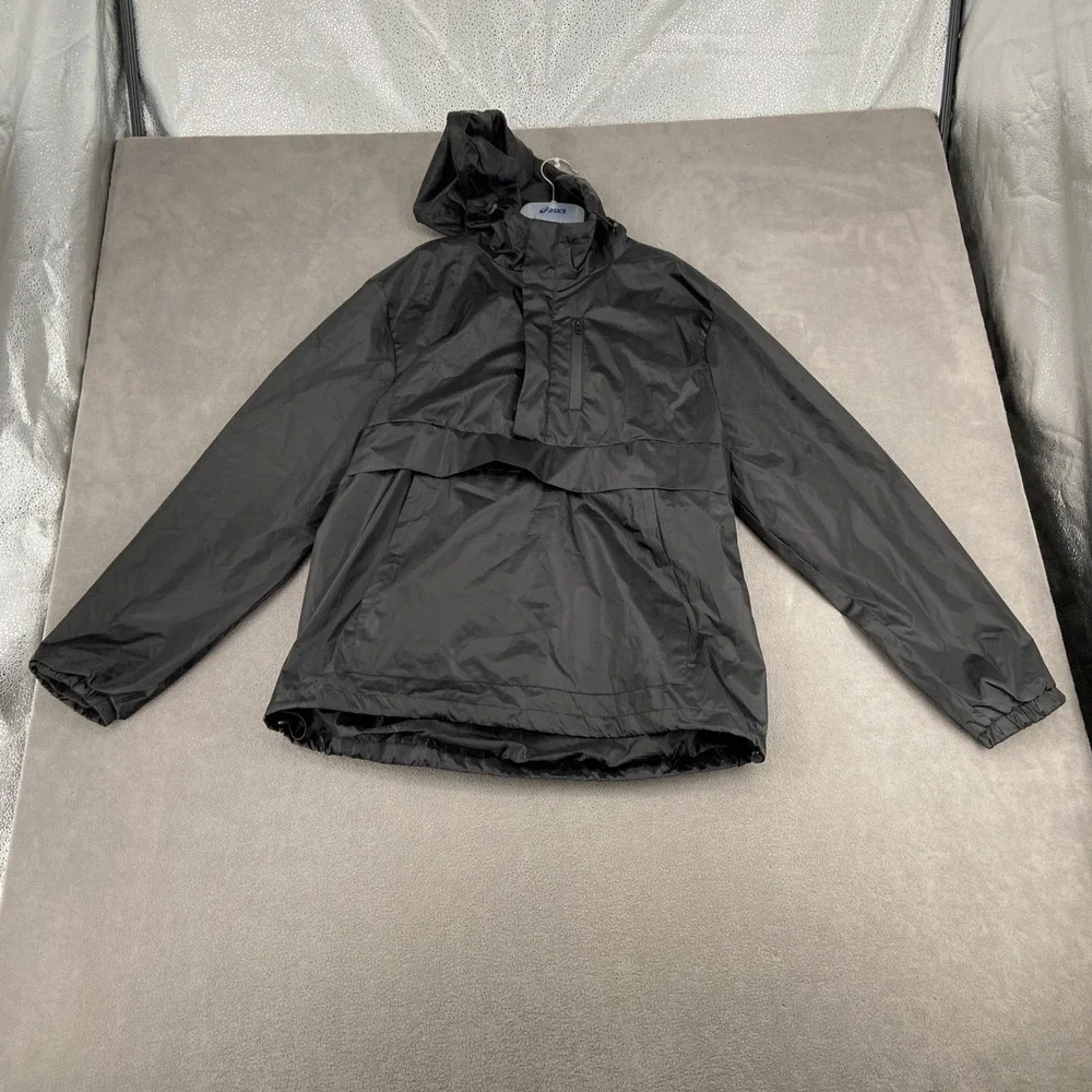 Forever 21 Men Black Anorak Windbreaker Hooded Pullover Jacket XL NWT