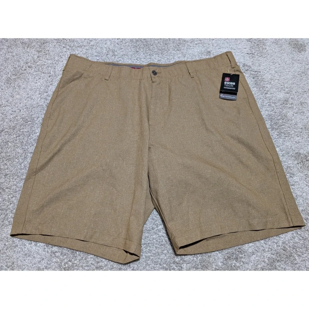 Swiss Tech Performance Shorts Mens 44 Brown Heather Performance Short‎ Golf New