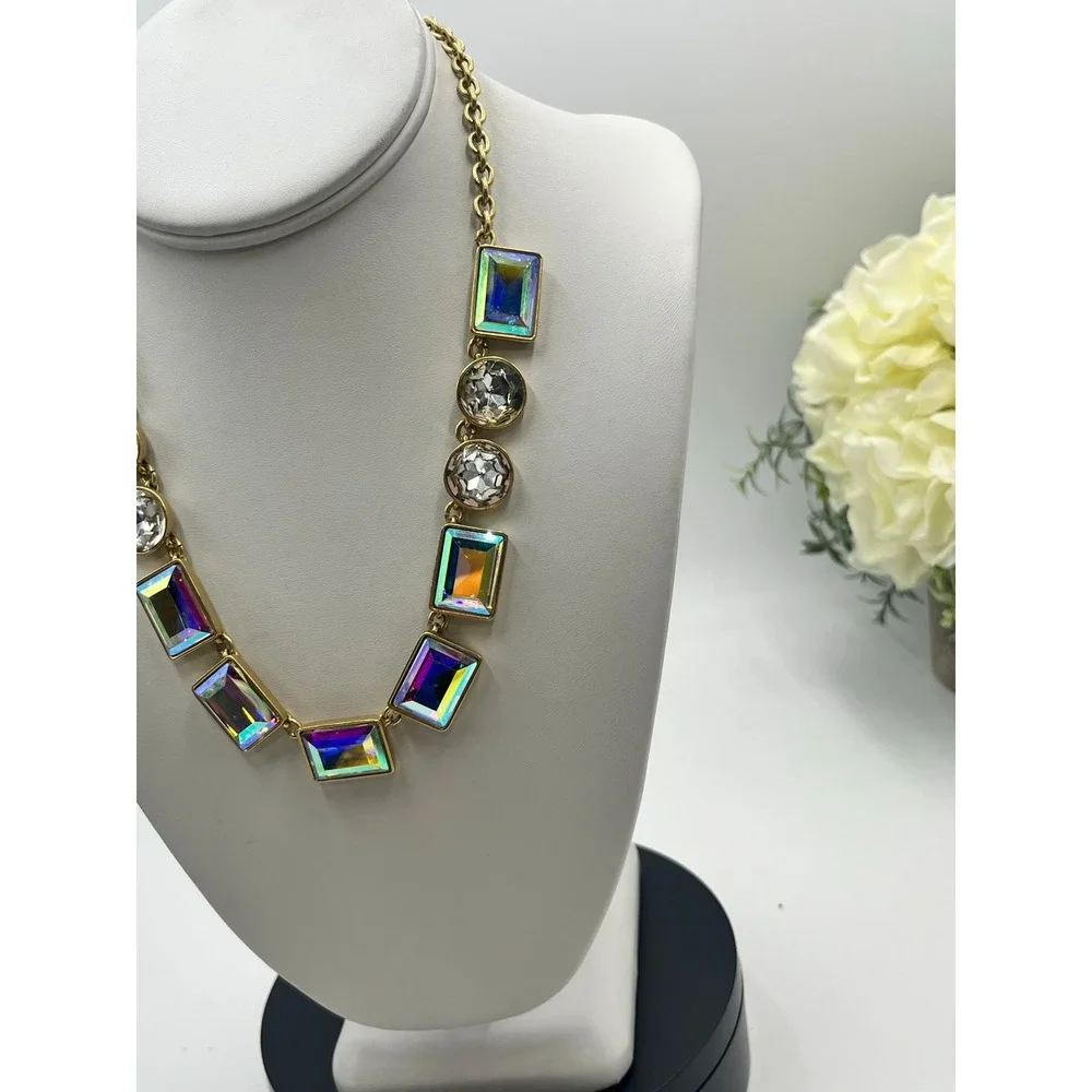 J. Crew Aurora Borealis Iridescent Rhinestone statement Necklace New‎