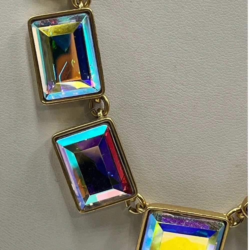 J. Crew Aurora Borealis Iridescent Rhinestone statement Necklace New‎