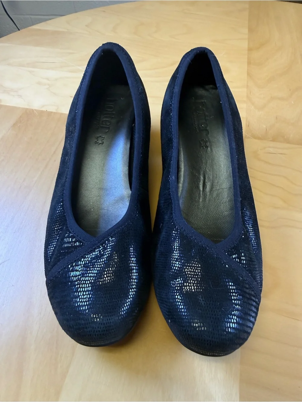 hotter Black Low Block Heel Shimmer Pumpse