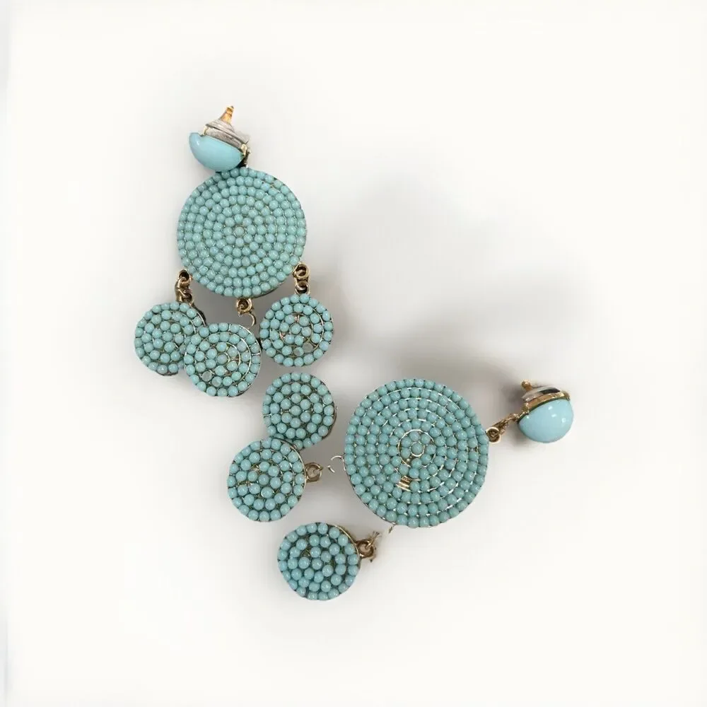SUGARFIX by BaubleBar Turquoise‎ Beaded Chandelier Drop Earrings Gold Tone Boho