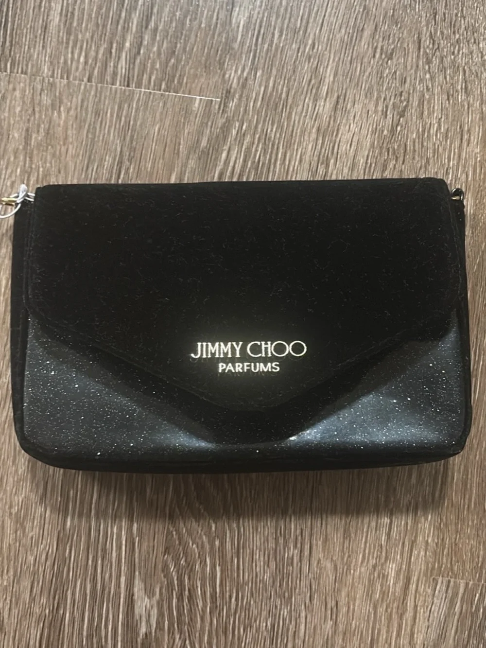 Jimmy Choo Black Velvet Evening Clutch with Gold Hardware