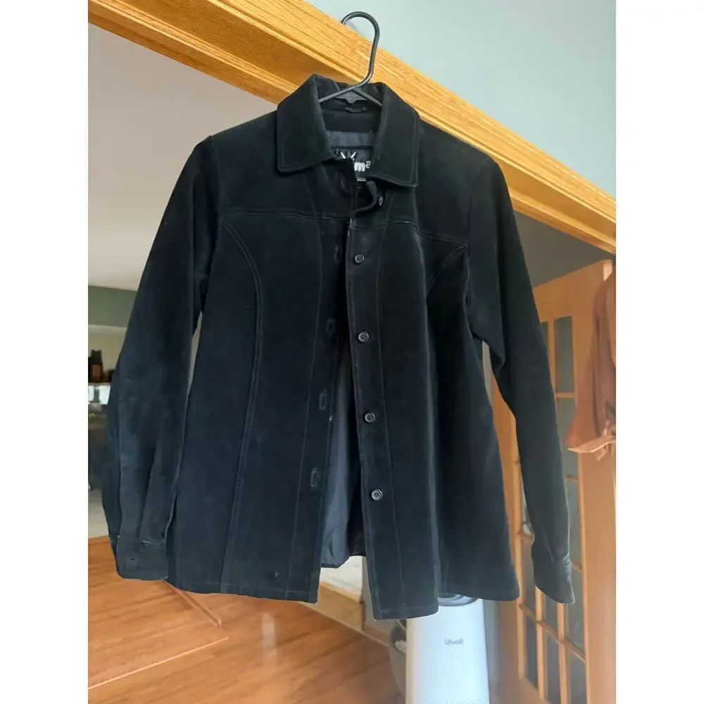 Wilson’s leather Maxima black‎ suede button jacket S