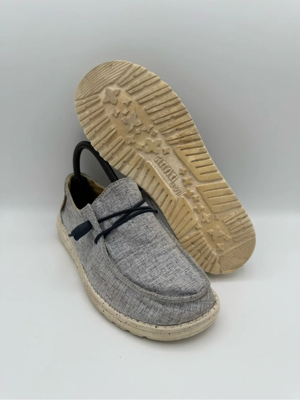 Women's Hey Dude Wendy Chambray White Blue Canvas Slip-On‎ Comfort Shoes Size 8