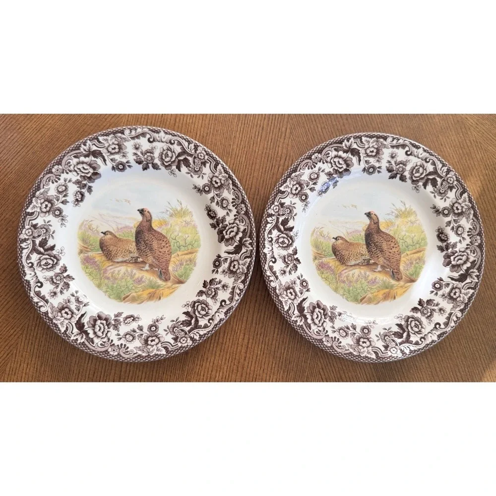 Spode Woodland Red Grouse Game‎ Bird England Salad Plate 7 3/4