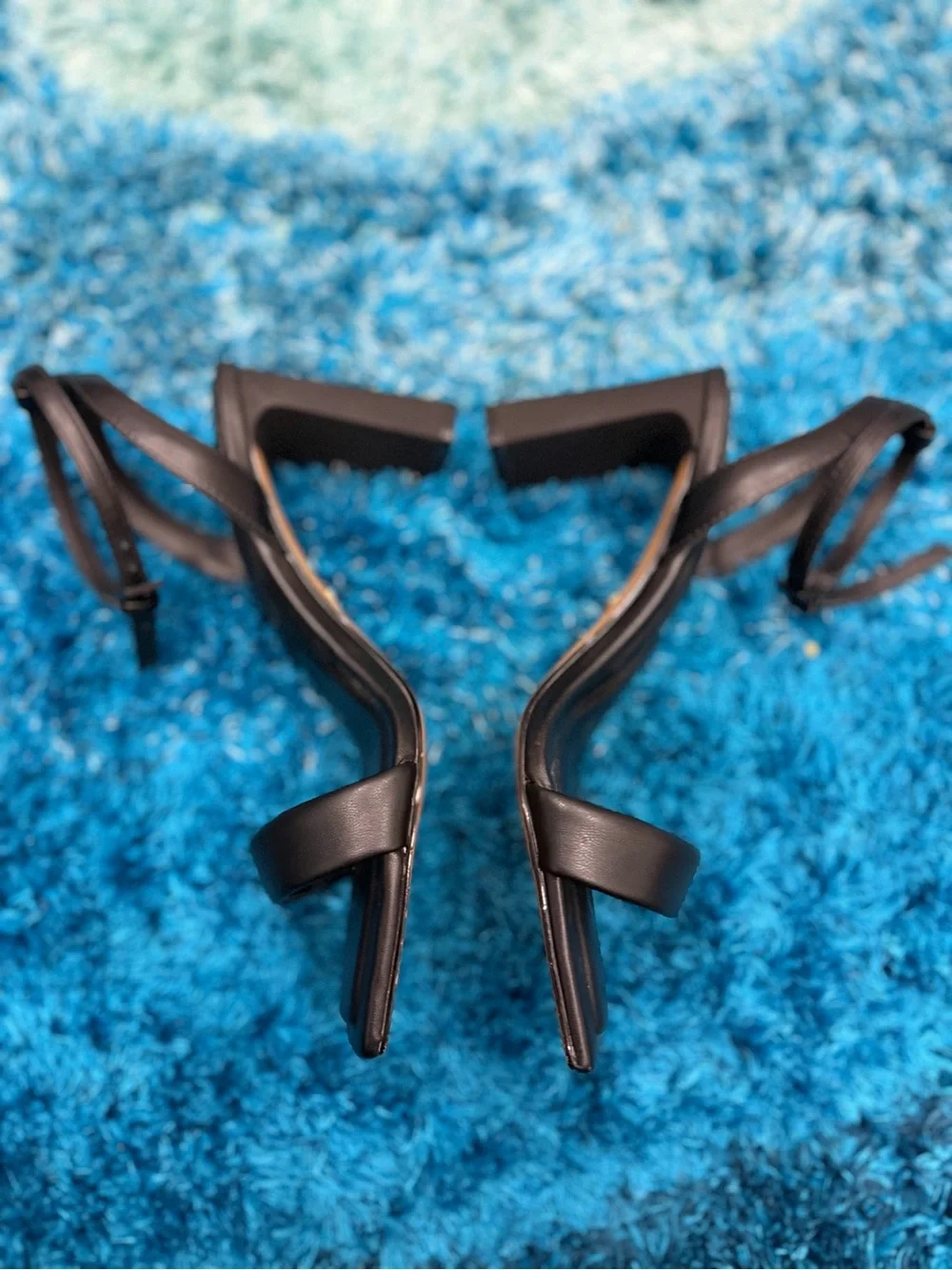 Aldo Black Strappy Square-Toe Block Heel Sandals