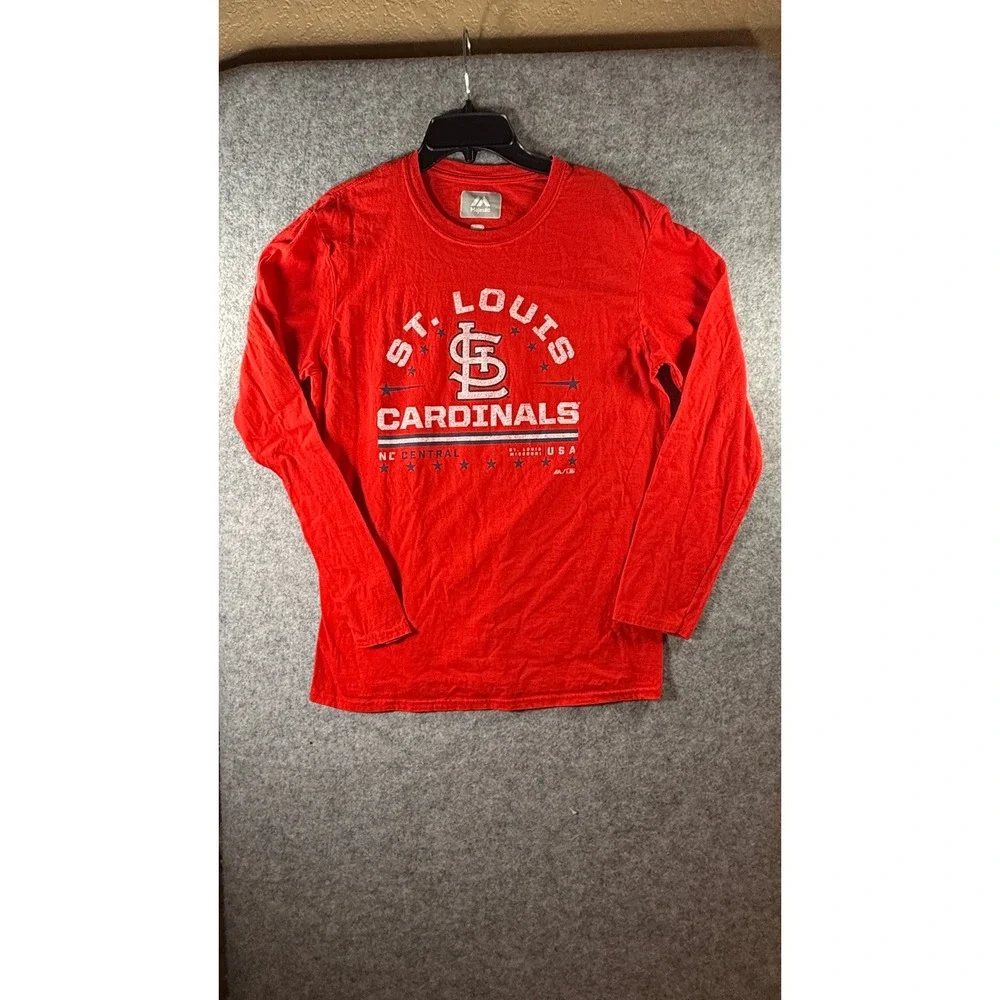 Majestic‎ St Louis Cardinals Mens Long Sleeve T-Shirt Red Graphic Size M MLB
