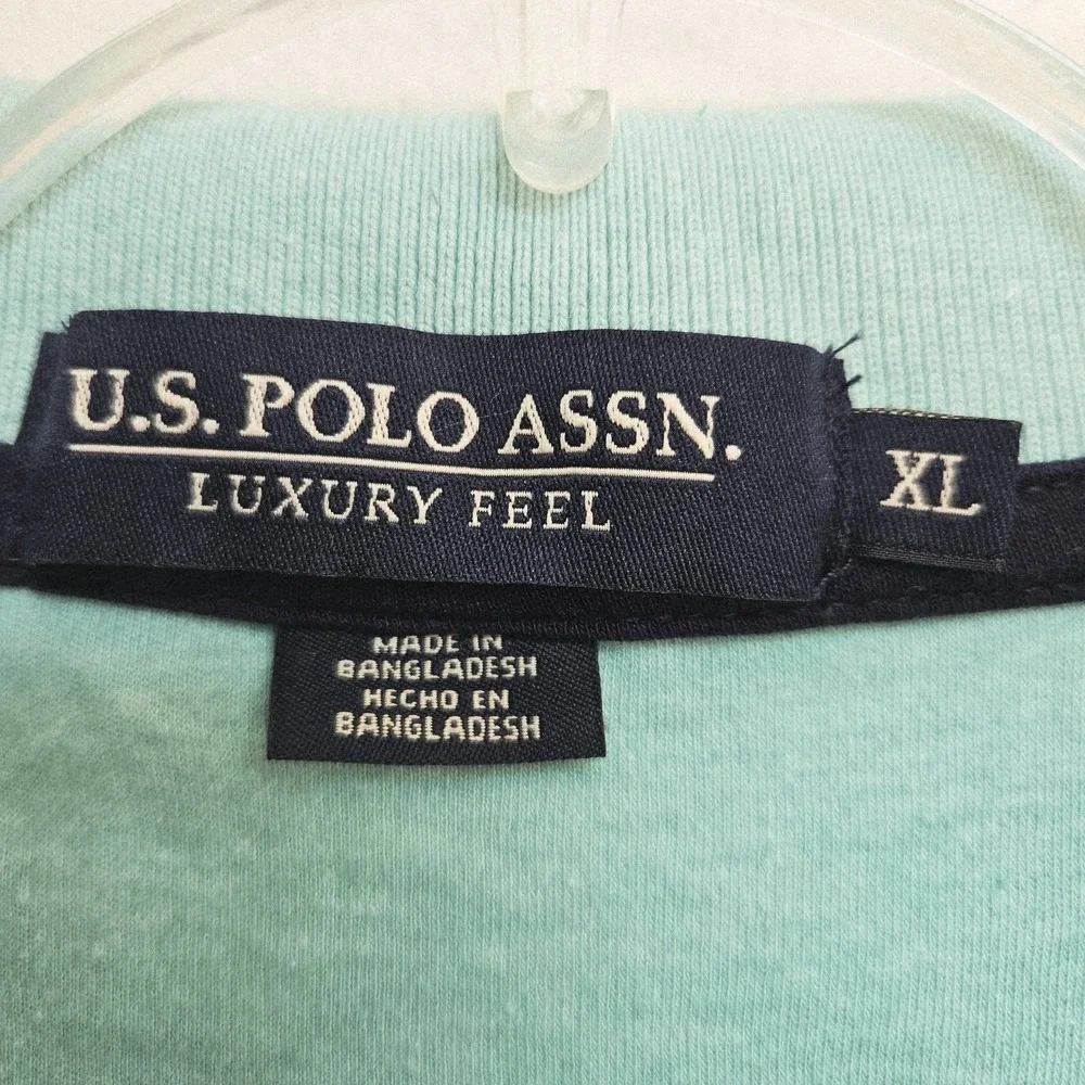 US Polo Assn Short Sleeve Polo Shirt Men's XL Luxury Feel Aqua Blue