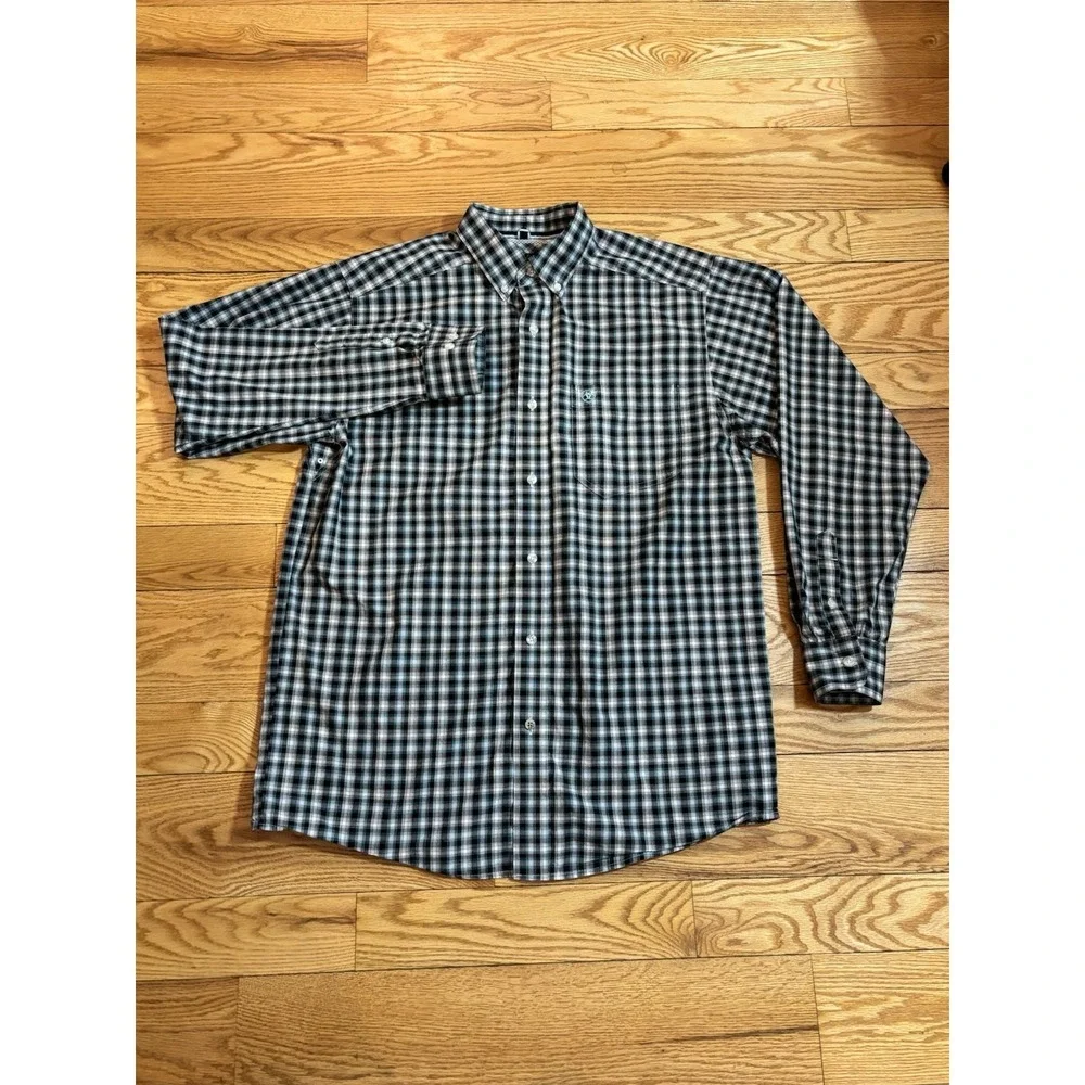 Ariat Pro Series Button Down Shirt Long Sleeve Plaid Cowboy‎ Western Wear Mens M