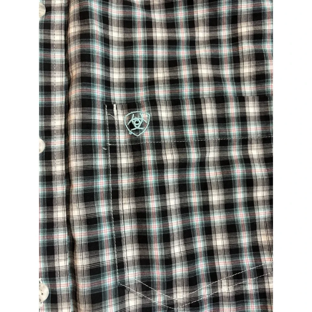 Ariat Pro Series Button Down Shirt Long Sleeve Plaid Cowboy‎ Western Wear Mens M