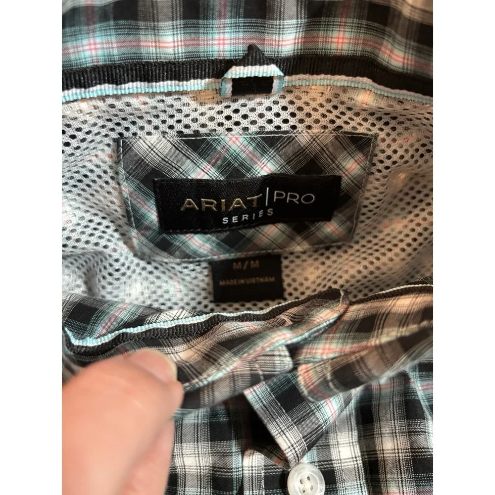 Ariat Pro Series Button Down Shirt Long Sleeve Plaid Cowboy‎ Western Wear Mens M