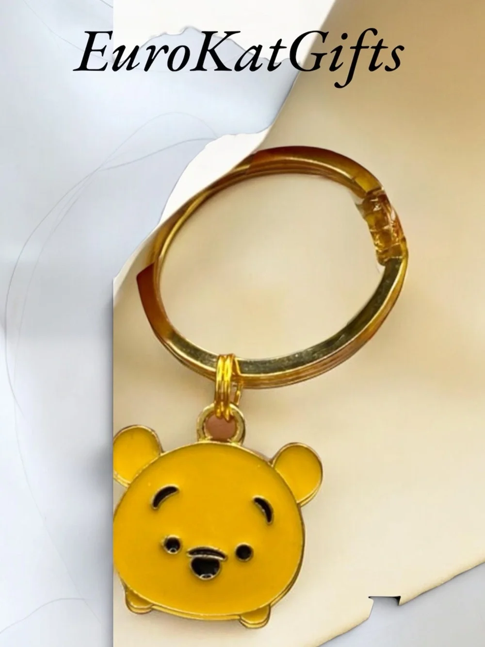 Disney Winnie the Pooh inspired Enamel Keychain - Orange Yellow Gold Hardware