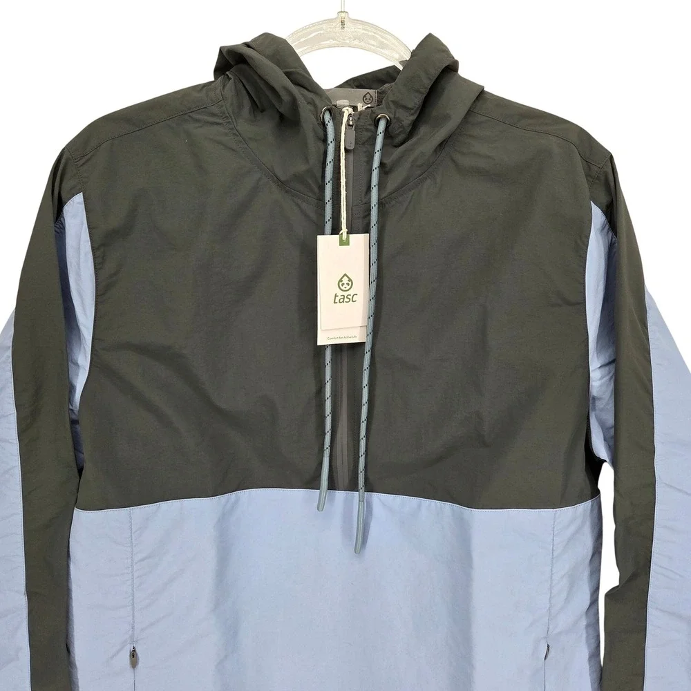 Tasc NEW Men Small Element 1/2 Zip Hooded Anorak Windbreaker Bluestone‎ Hood