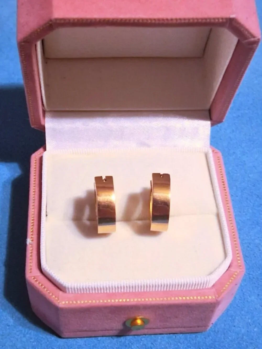 18k Chunky Rosy Gold Hoops, Just Shy of .75 Inches