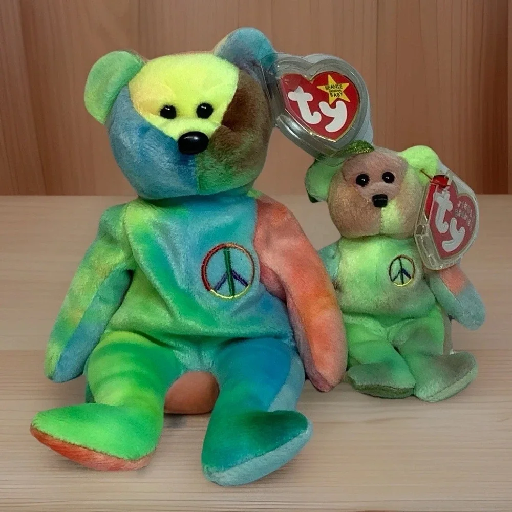 Ty Jingle Beanie Baby +  Peace the Tie Dye Bear  Brand New‎ with Tags