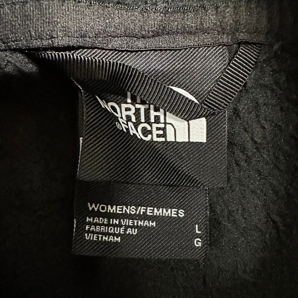 The North Face Fleece Jacket Womens Size L Black Full Zip Mock Neck Logo