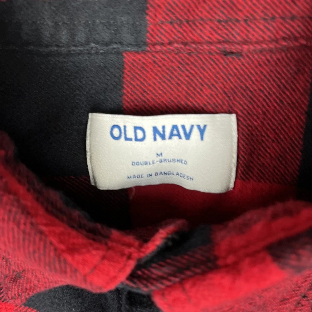 Old Navy Flannel‎ Shirt Mens M Red Buffalo Plaid 100% Cotton Classic Lumberjack